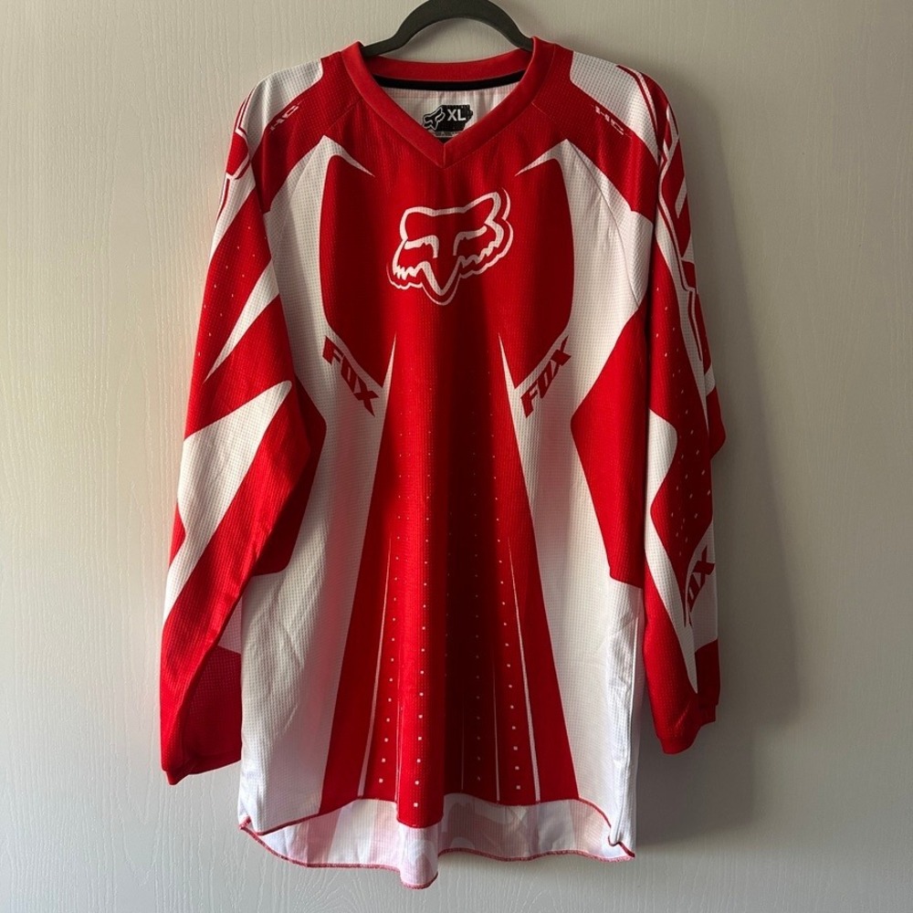 Vintage Fox Racing HC Motocross Jersey Mens XL Red White Y2K Dirt Bike BMX Shirt